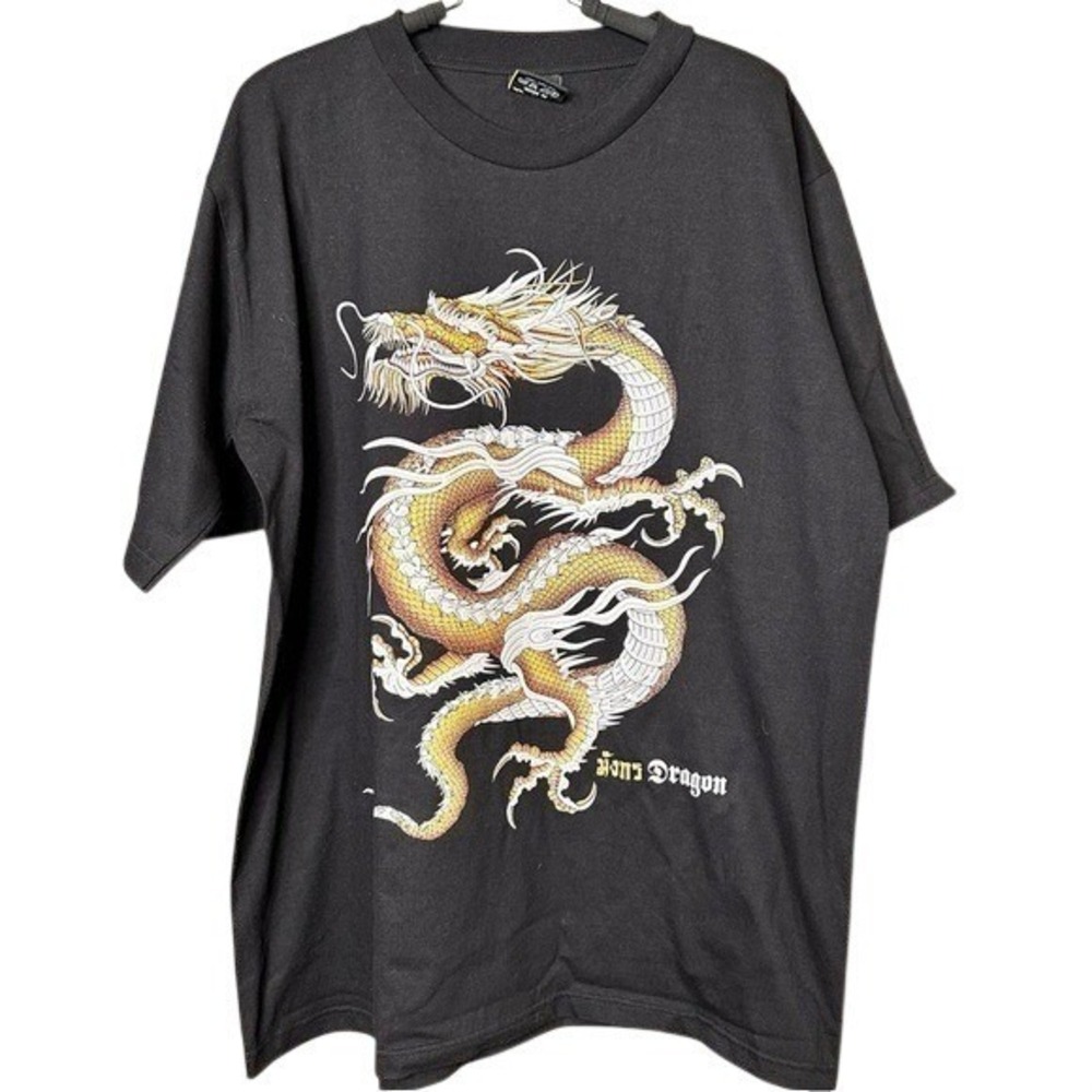 Y2K Dragon Graphic Tee Streetwear Grunge Baggy Punk Shirt Men's XL Relaxed Fit